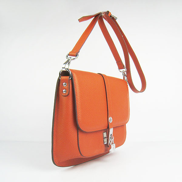 Fake Hermes Togo Leather Messenger Bag Orange 8079 - Click Image to Close